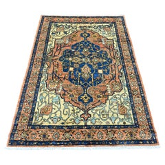 4'2 "x6' Orange Peshawar Fereghan Sarouk Design Tapis d'Orient en laine nouée à la main