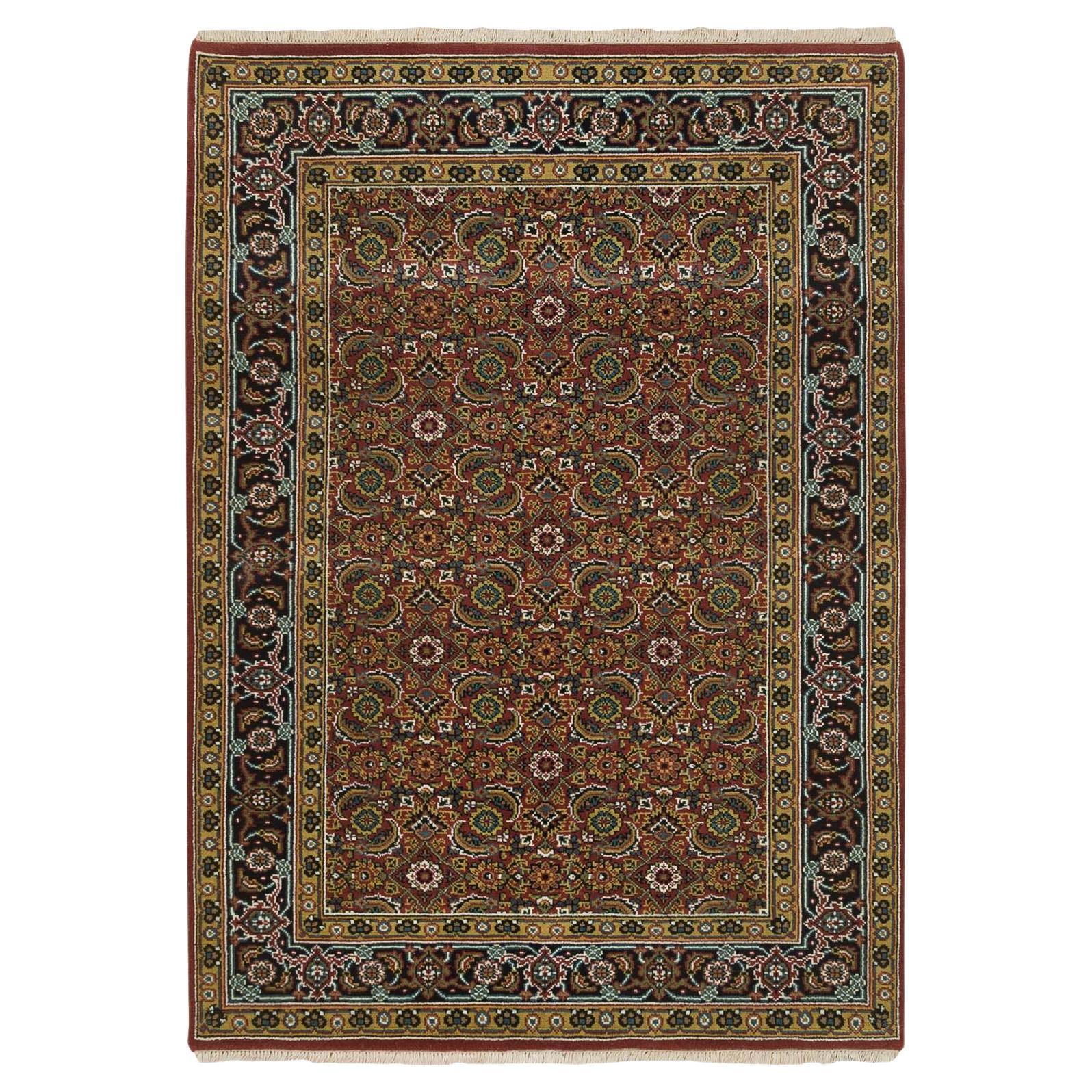 4'2"x6' Red Herati All Over Fish Design 175 KSPI Hand Knotted Wool Oriental Rug