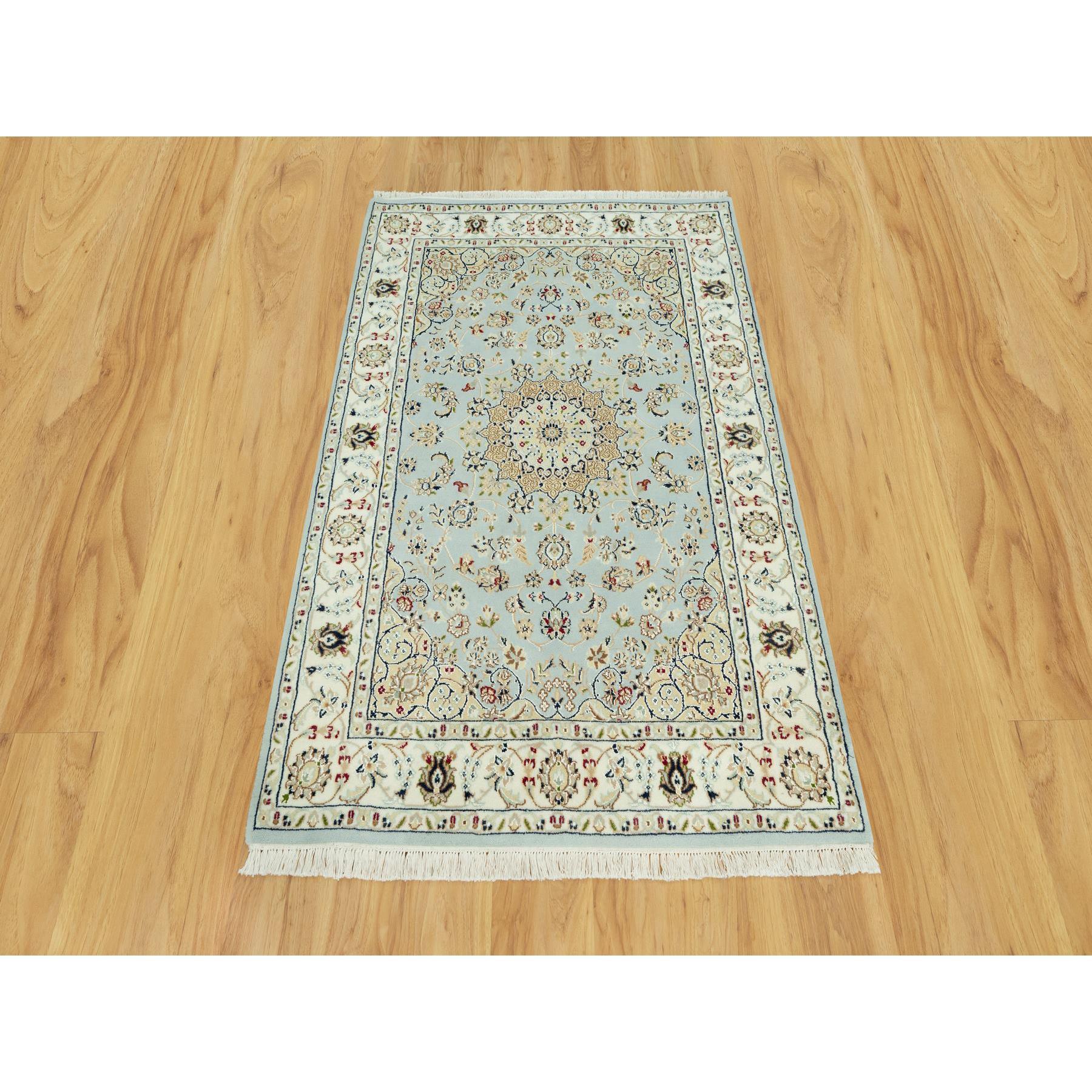 This is a truly genuine one-of-a-kind Nain, Hand Knotted, Pure Wool, Oriental Rug. It has been Knotted for months and months in the centuries-old weaving craftsmanship techniques by expert artisans.
Primary materials: Wool
Latex: No Pile 
height: