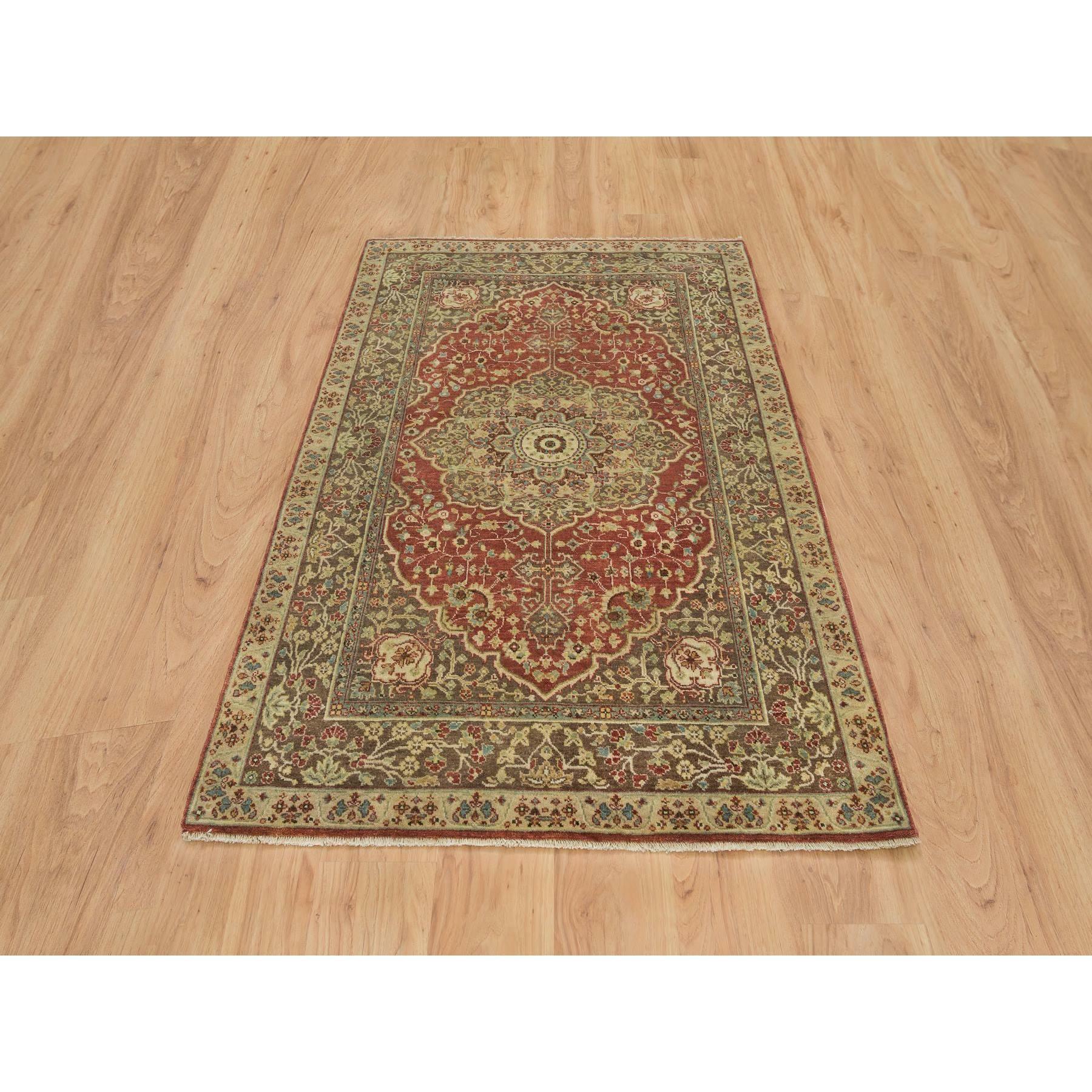 This is a truly genuine one-of-a-kind Hand Knotted Antiqued Tabriz Haji Jalili Design, All Wool Oriental Rug. It has been Knotted for months and months in the centuries-old weaving craftsmanship techniques by expert artisans.
Primary materials: