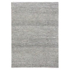 4
2"x6
1" Solid Gray 100% Undyed Wool Grass Design Hand Knotted Oriental Rug