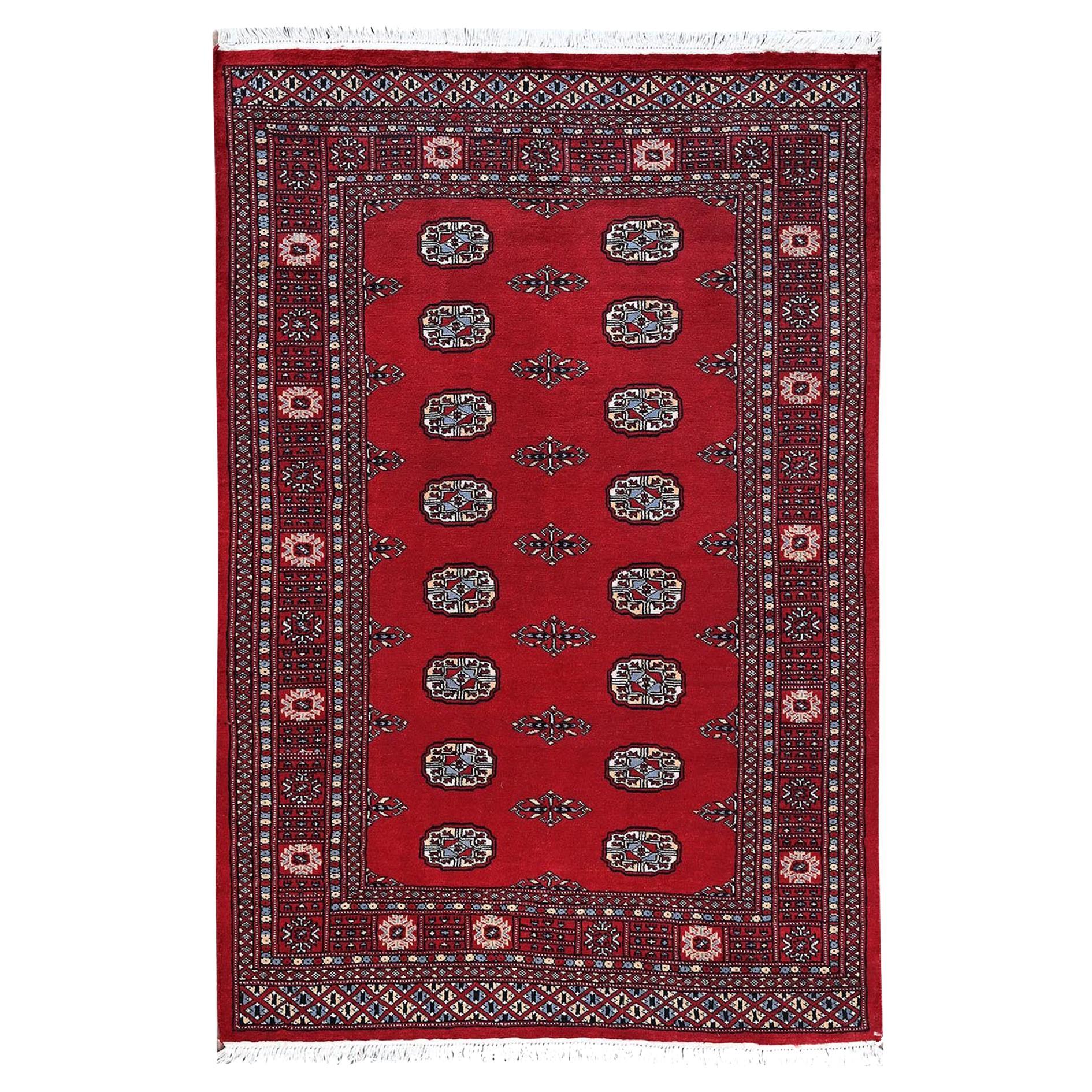 Tappeto orientale in lana morbida annodato a mano 4
2 "x6
2" rosso cremisi Princess Bokara