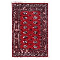 Tappeto orientale in lana morbida annodato a mano 4
2 "x6
2" rosso cremisi Princess Bokara
