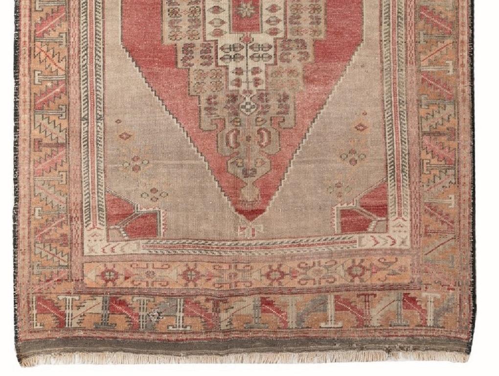 Turkish 4.2x6.2 Ft Handmade Anatolian Rug. Authentic Tribal Style Vintage Wool Carpet For Sale