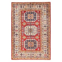 4
2"x6
2" Red Afghan Super Kazak Medallions Design Hand Knotted Pure Wool Rug
