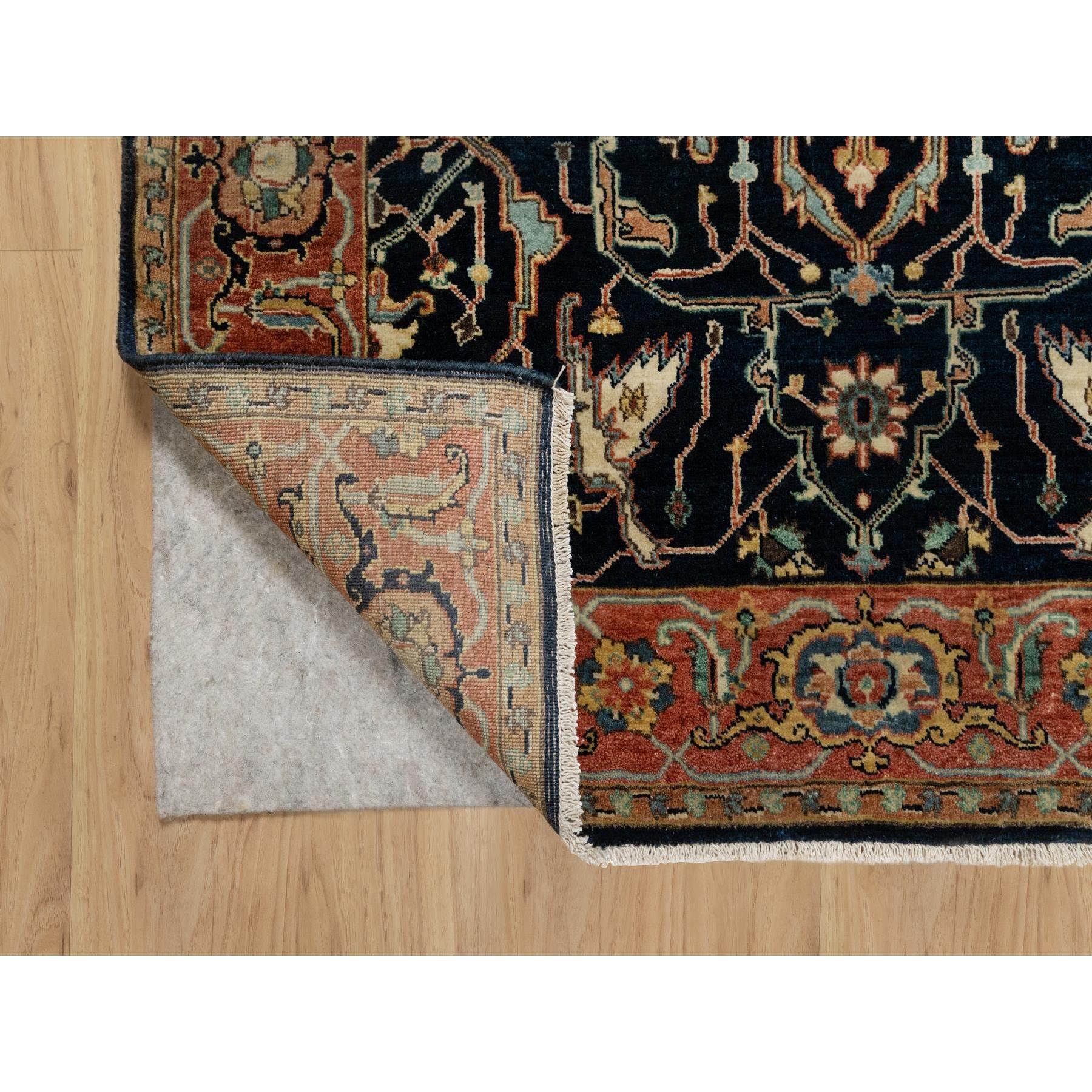 Alfombra Oriental de Lana Anudada a Mano Heris Azul Oxford Antiguo 4'2 