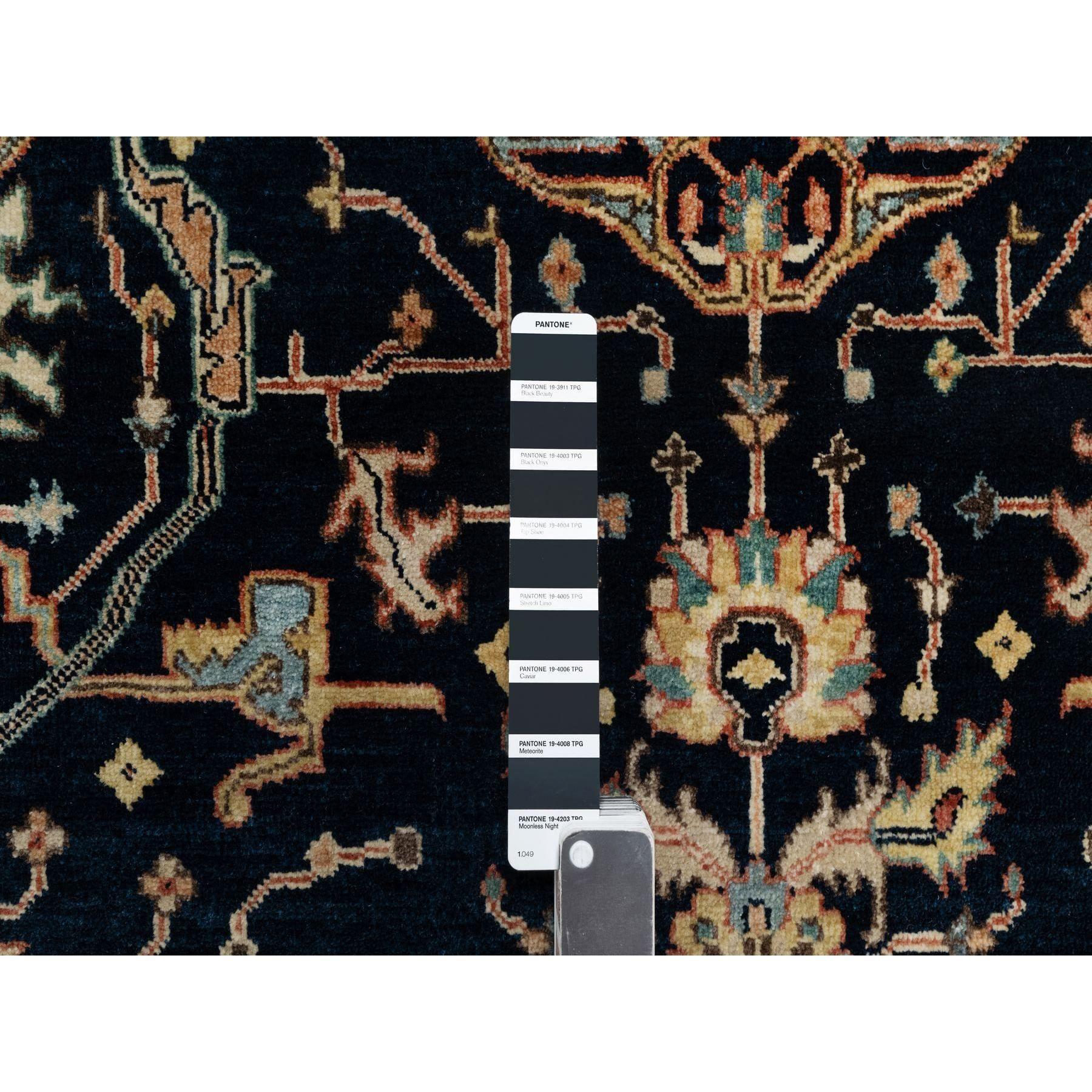 Alfombra Oriental de Lana Anudada a Mano Heris Azul Oxford Antiguo 4'2 
