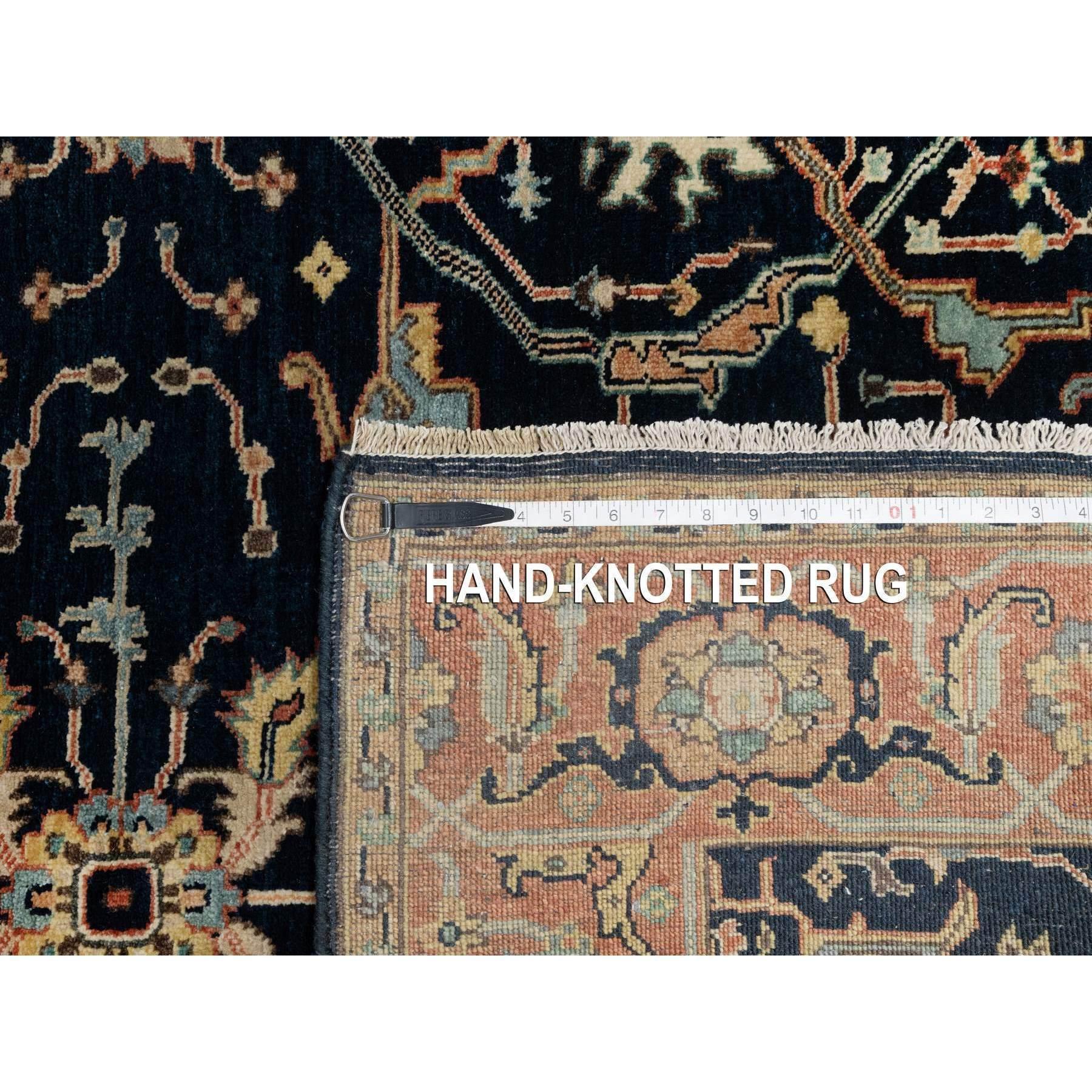 Alfombra Oriental de Lana Anudada a Mano Heris Azul Oxford Antiguo 4'2 