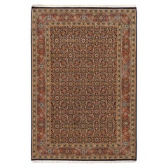 Tappeto orientale Pitch Black Wool Herati Design annodato a mano 250 Knots Rugs