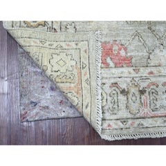 4'2"x6'3" Spanish Gray Afghan Angora Oushak Hand Knotted Pure Wool Oriental Rug