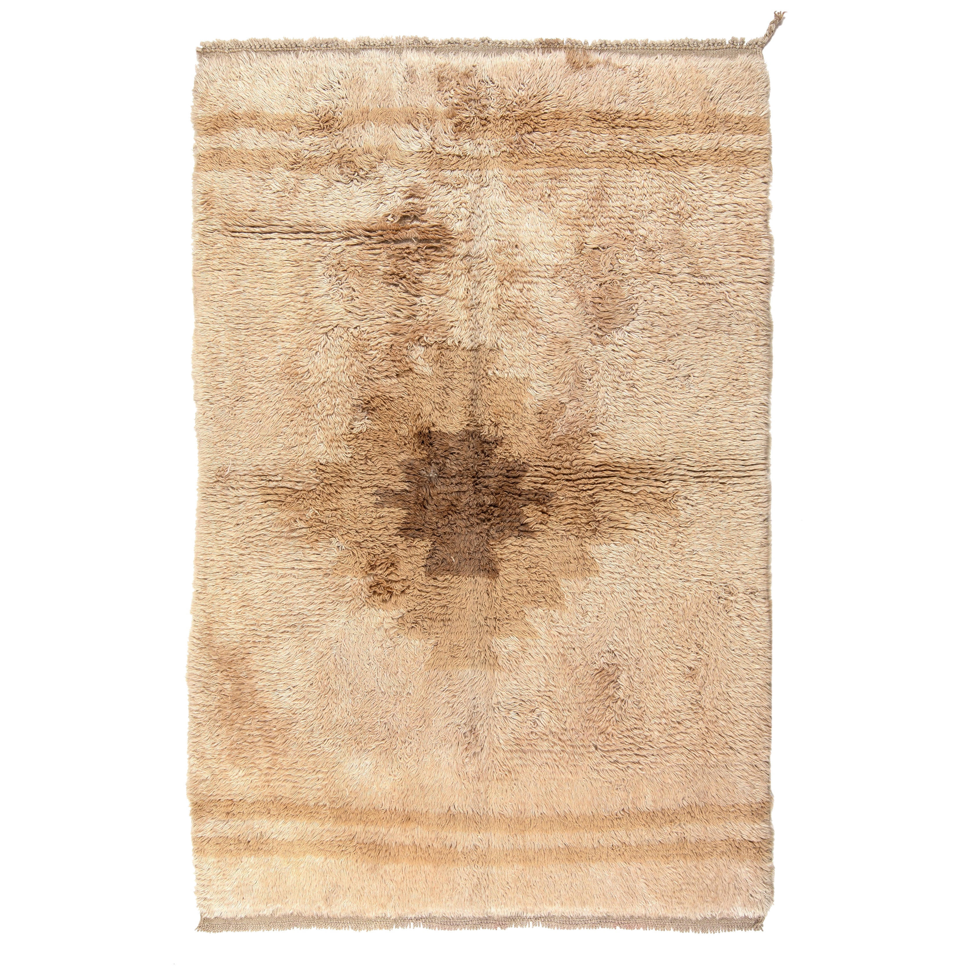 4.2x6.4 Ft Minimalist Mid-Century "Shepherd
s Tulu" Teppich. Natürliche, ungefärbte Wolle im Angebot