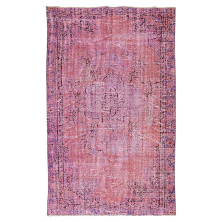 Mid20th Century Handmade Pink Overdyed Rug from Central Anatolia For