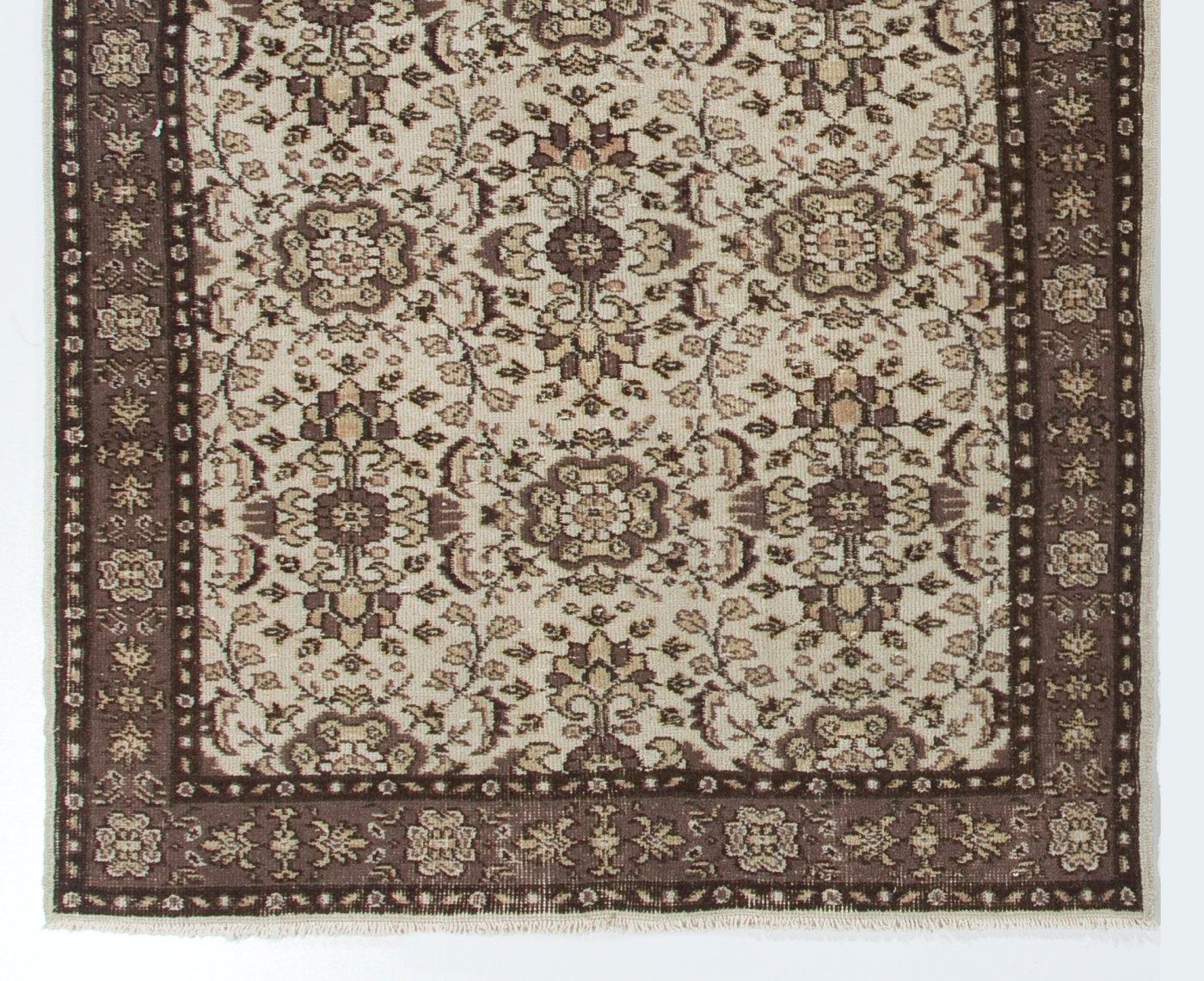 Oushak 4.2x6.8 ft Vintage Hand Made Turkish Accent Rug. Floral Patterned Floor Covering For Sale