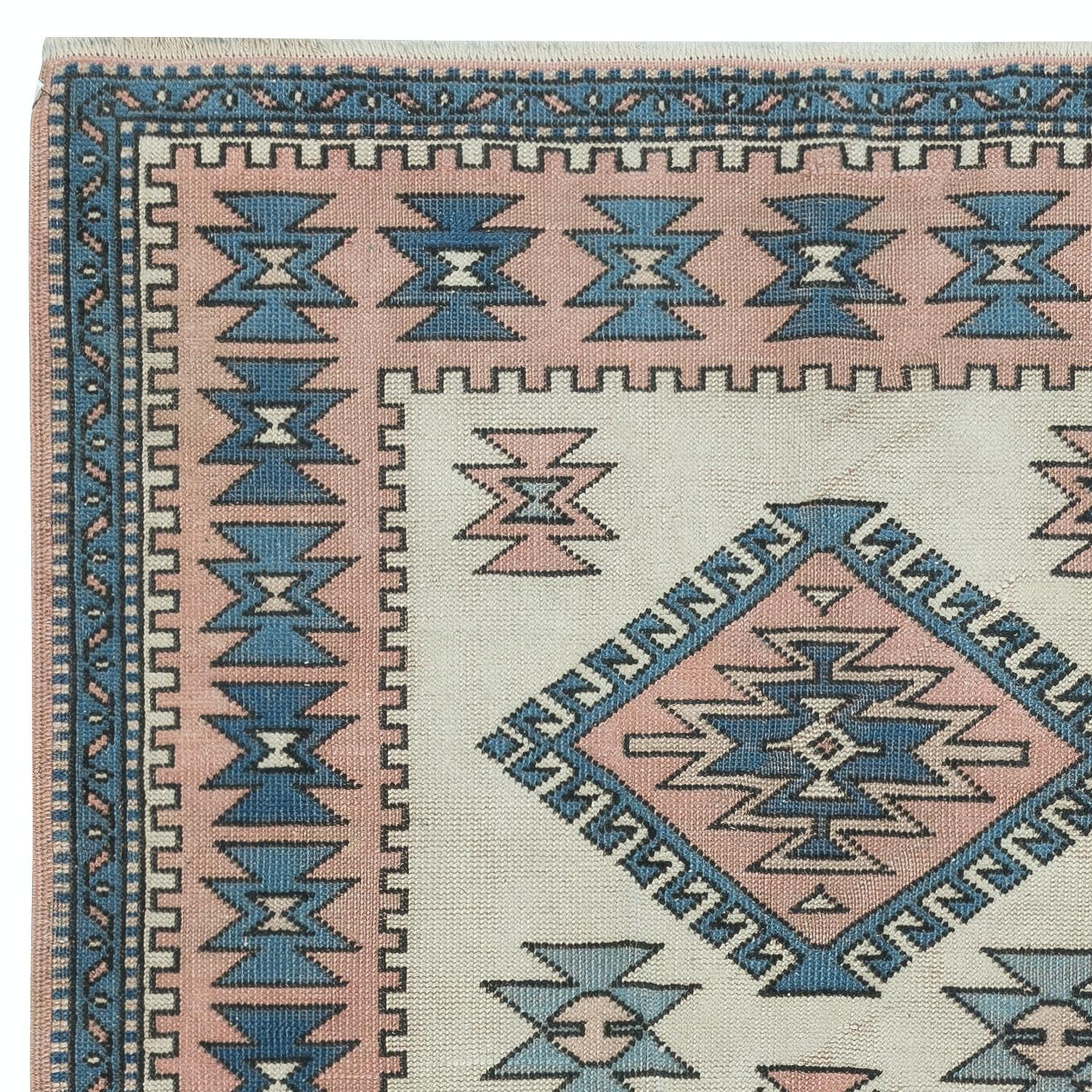 Turco Tappeto per l'area turca 4.2x7 Ft Traditional Vintage Handmade. 100% lana in vendita