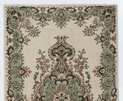 4,2x7 Ft Vintage Medaillon Design Handgefertigter Teppich in Beige, Grün und Braun
