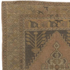 4.2x7 Ft Vintage Oriental Accent Rug. Handmade Wool Carpet with Tribal Style