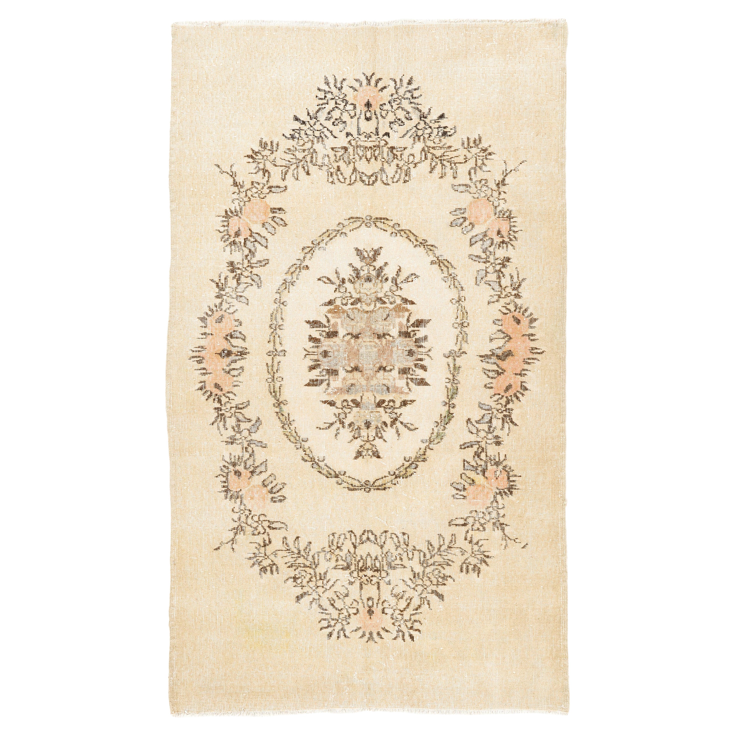 4.2x7.2 Ft Tapis turc vintage noué à la main, unique en son genre. Tapis d'Aubusson de style