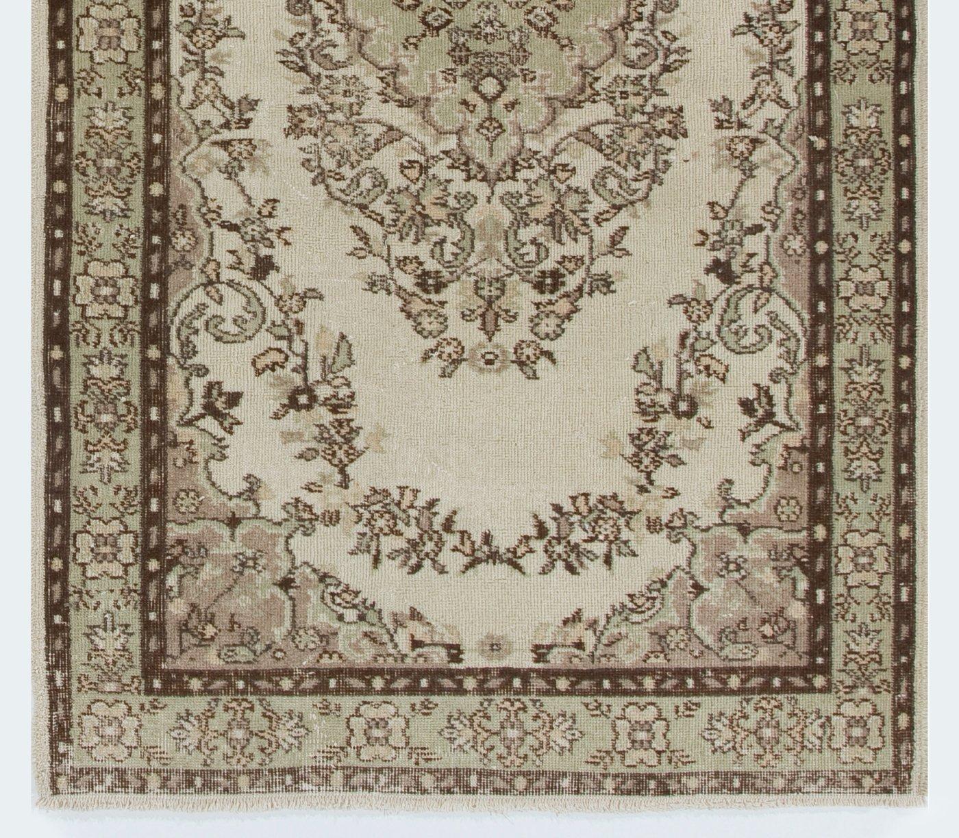 Turkish 4.2x7.3 Ft Vintage Anatolian Oushak Accent Rug, Ideal for Office and Home Decor For Sale