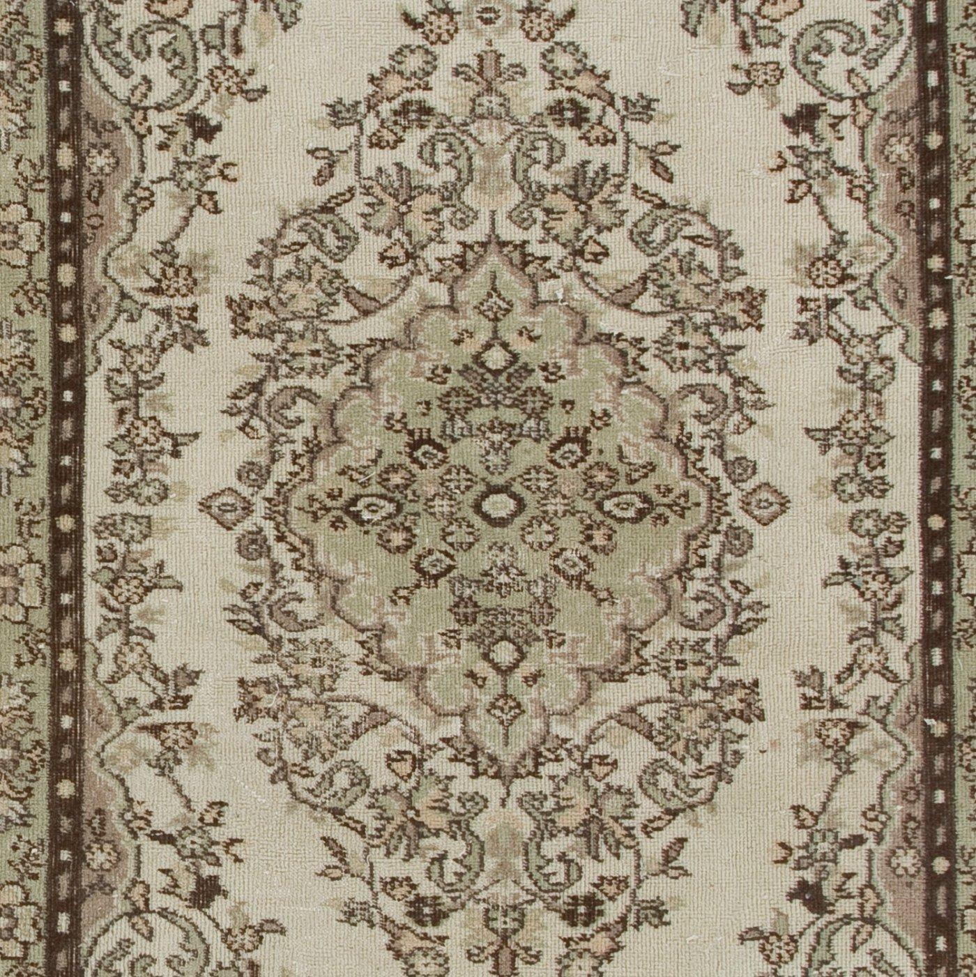 Hand-Knotted 4.2x7.3 Ft Vintage Anatolian Oushak Accent Rug, Ideal for Office and Home Decor For Sale