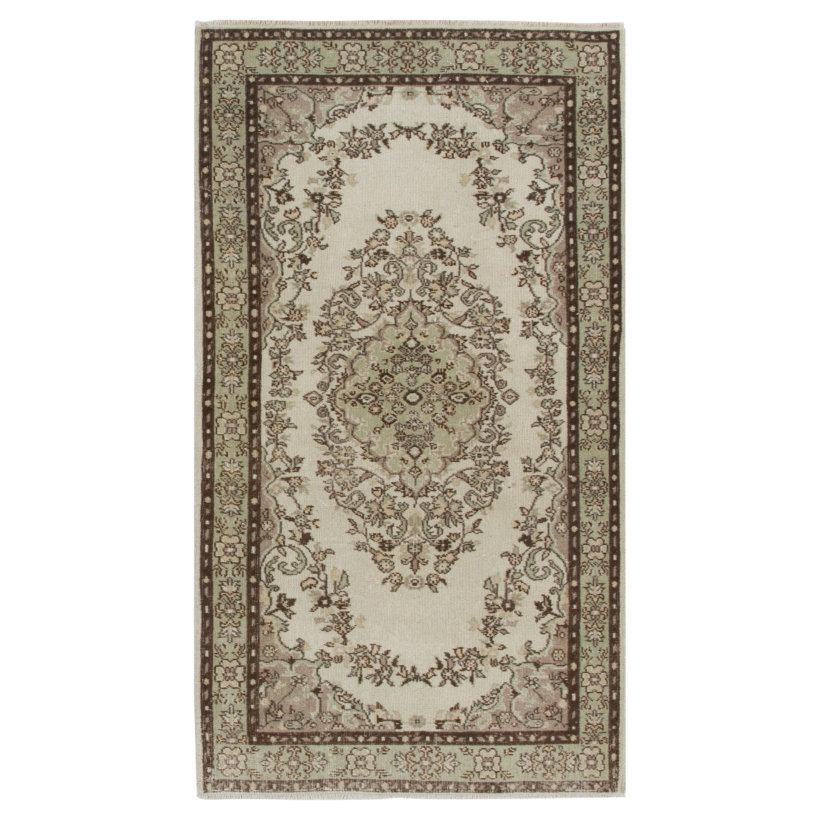 Tappeto vintage Anatolian Oushak 4.2x7.3 Ft, ideale per l'ufficio e l'arredamento della casa in vendita