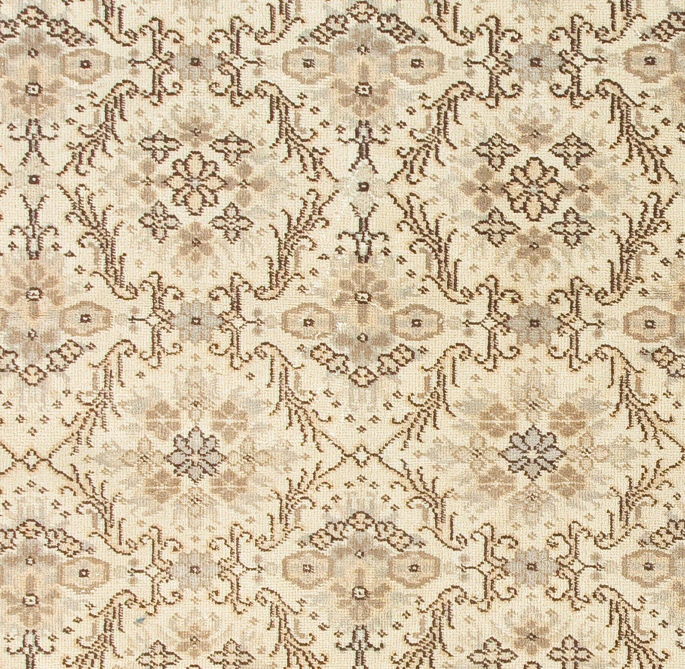 Turkish 4.2x7.4 Ft Vintage Floral Design Handmade Anatolian Rug, Woolen Floor Covering For Sale