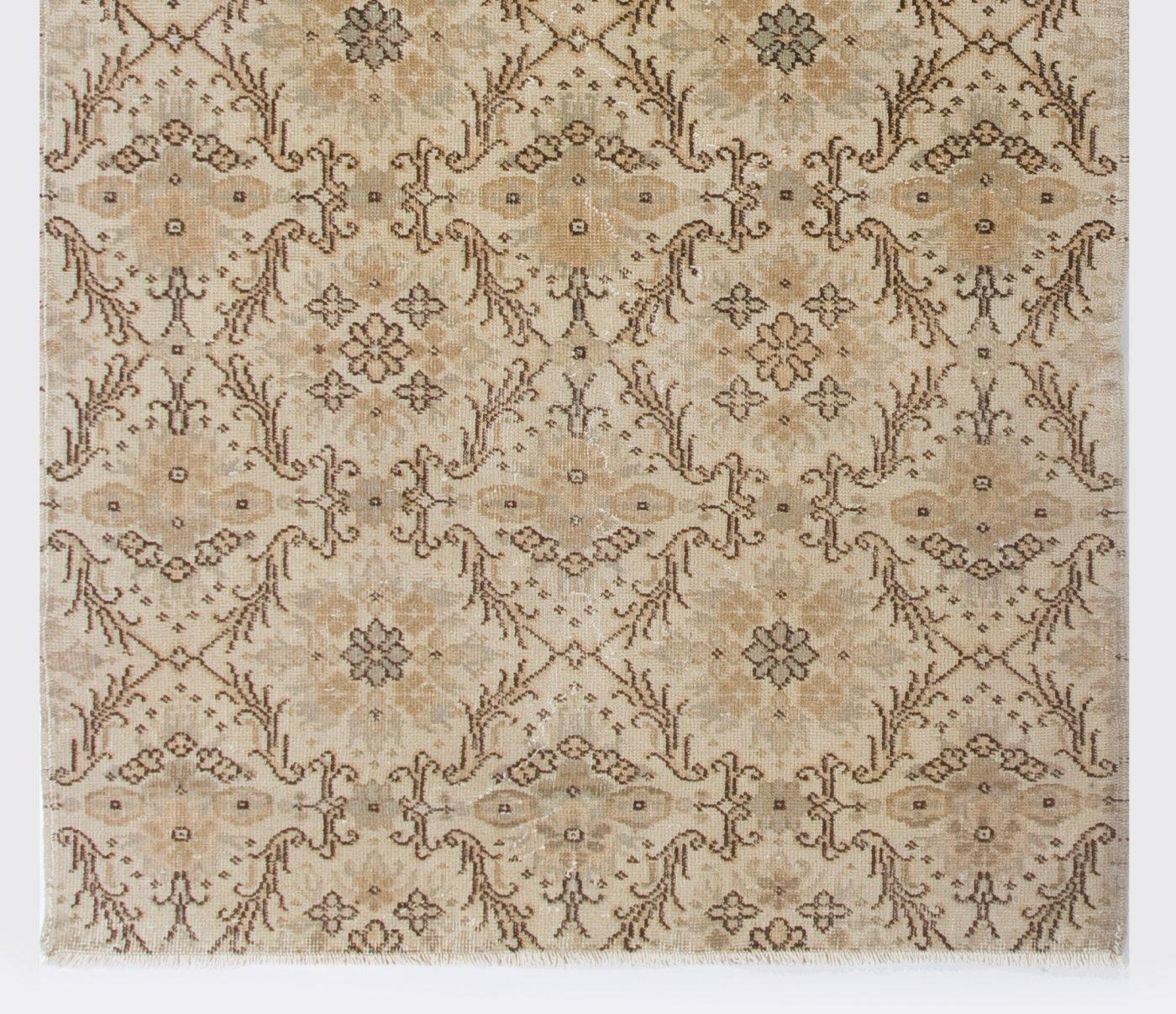 Oushak 4.2x7.5 ft Decorative Vintage Handmade Anatolian Accent Rug with Floral Design For Sale