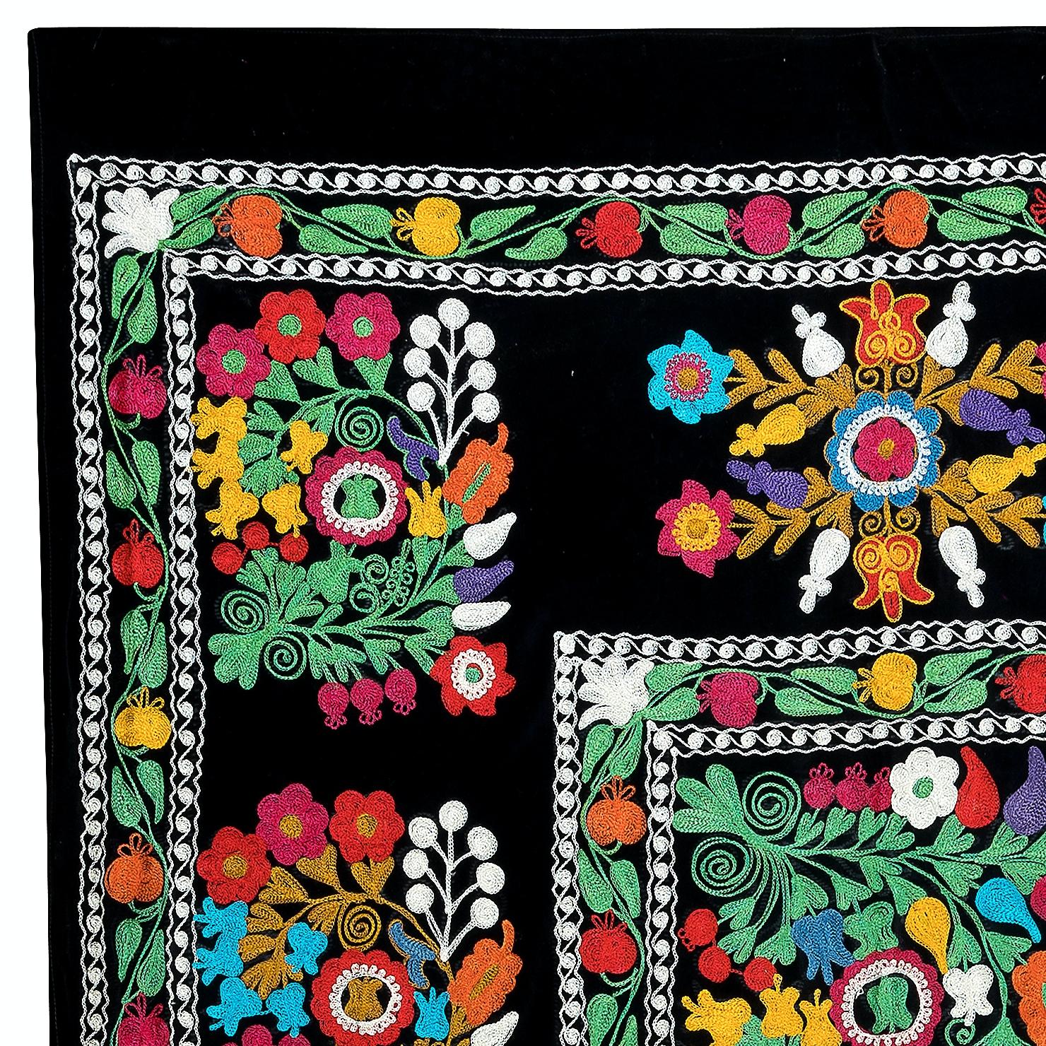 Suzani, a Central Asian term for a specific type of needlework, is also the broader name for the hugely popular decorative pieces of textile that feature this needlework in vivid colors with bold, expressive floral and botanical designs, natural