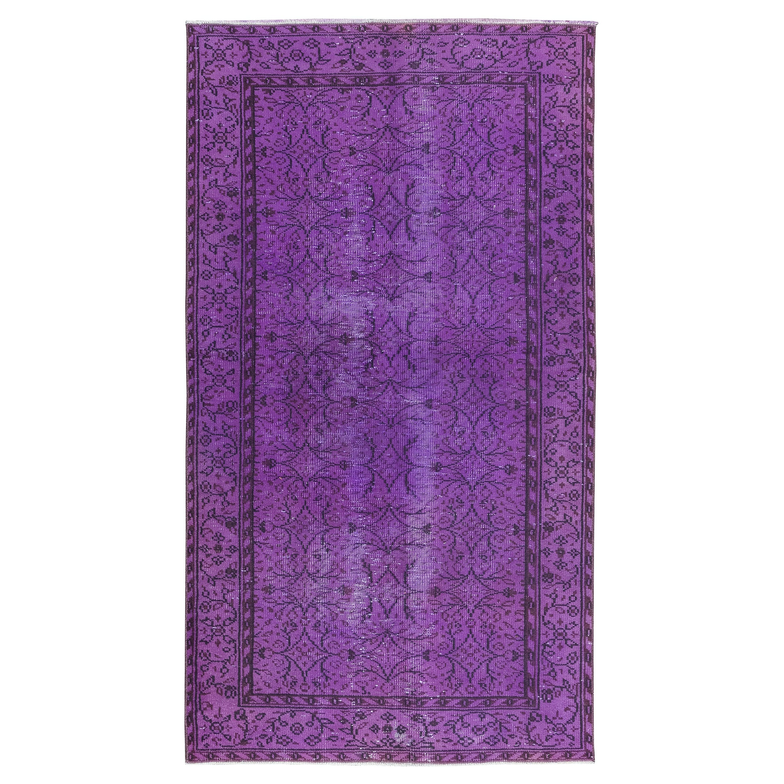 4.2x7.6 Ft Contemporary Living Room Carpet in Lila, handgefertigter türkischer Flächenteppich