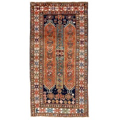 4.2x8 Ft Antique Caucasian Rug, circa 1880