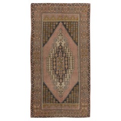 Tappeto turco vintage annodato a mano 4.2x8 ft. 100% lana. Tappeto tradizionale del villaggio