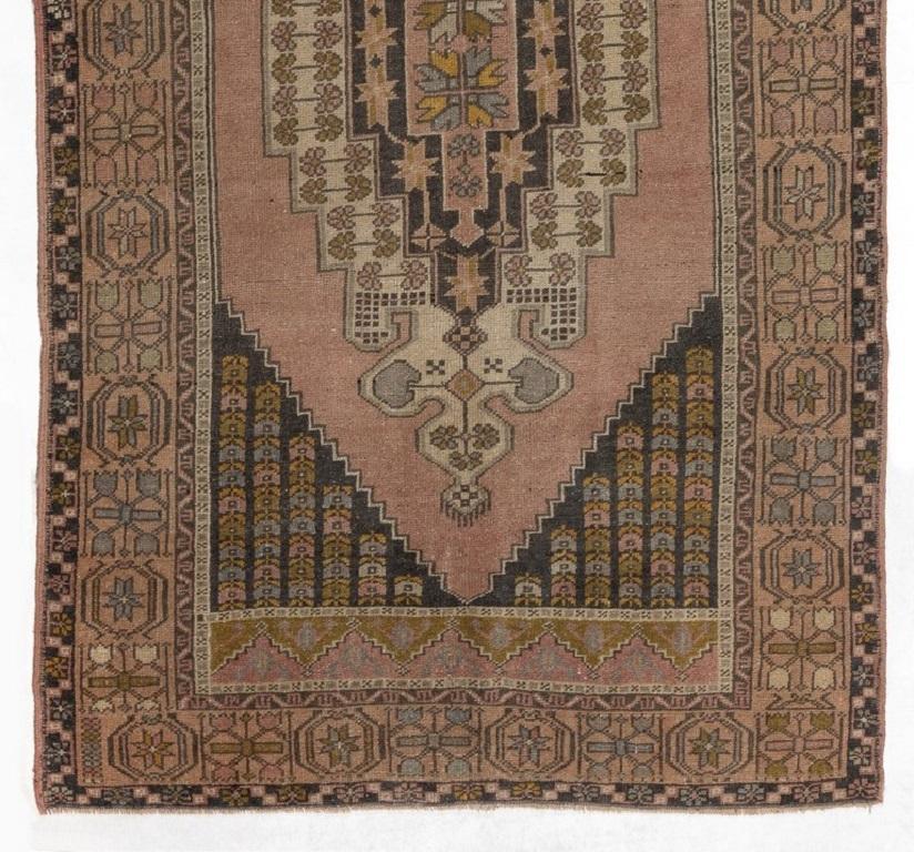 Tribal 4.2x8 ft Hand Knotted Vintage Turkish Rug. 100% Wool. Traditional Village Carpet For Sale