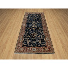 4'2"x8'1" Polo Blue Vein Design Lush and Plush Organic Wool Hand Knotted Rug