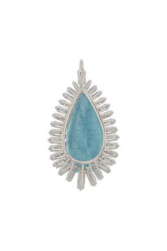 43 Carat Aquamarine and Baguette Diamond Pendant Enhancer