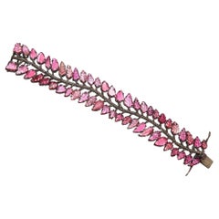 Pulsera de turmalina tallada rosecut diamante de 43 quilates