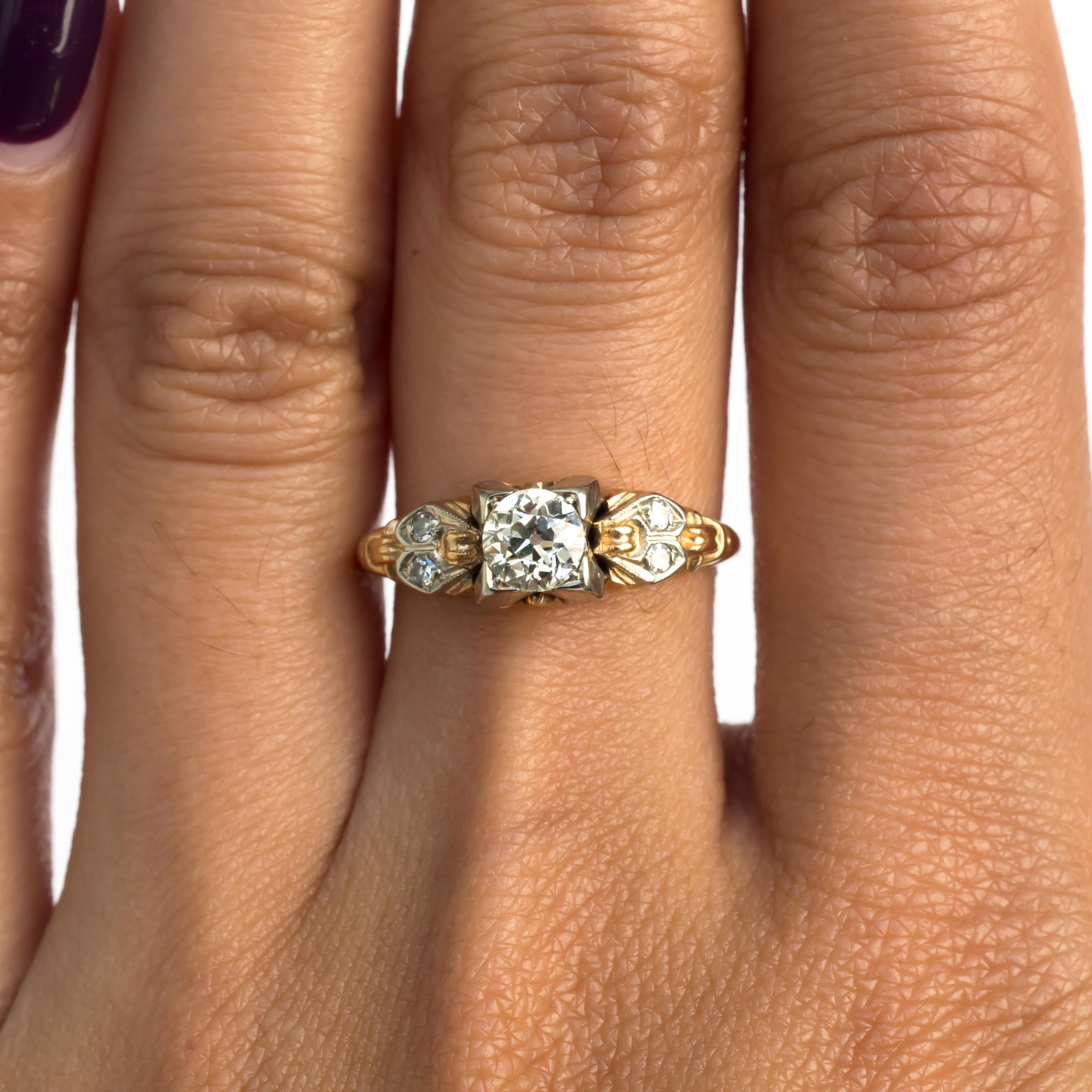 Art Deco .43 Carat Diamond Yellow Gold Engagement Ring