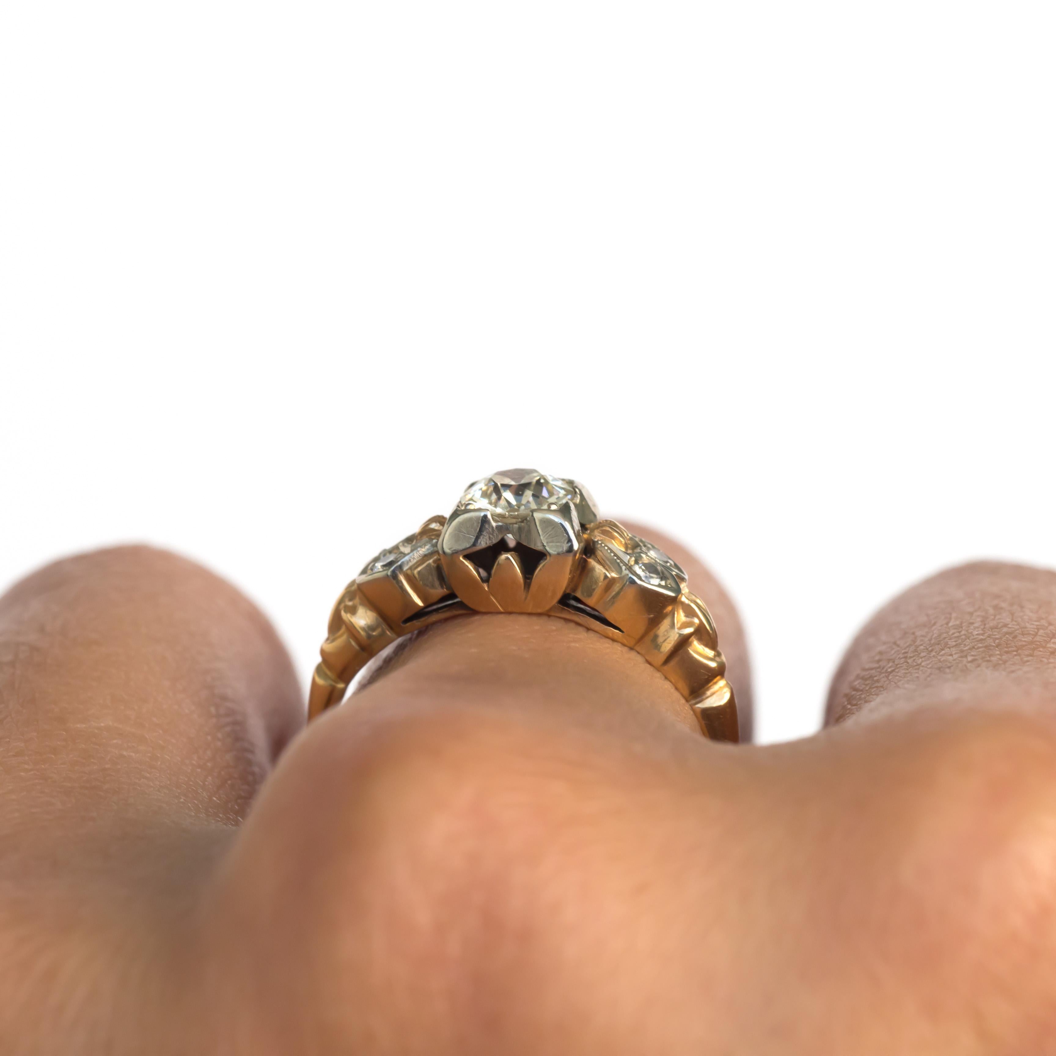 Women's or Men's .43 Carat Diamond Yellow Gold Engagement Ring