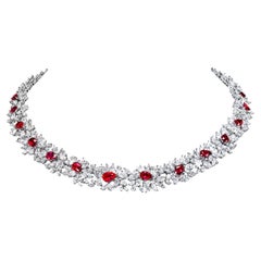 43 Quilates Collar de Diamantes Rubí Forma de Pera Certificado R