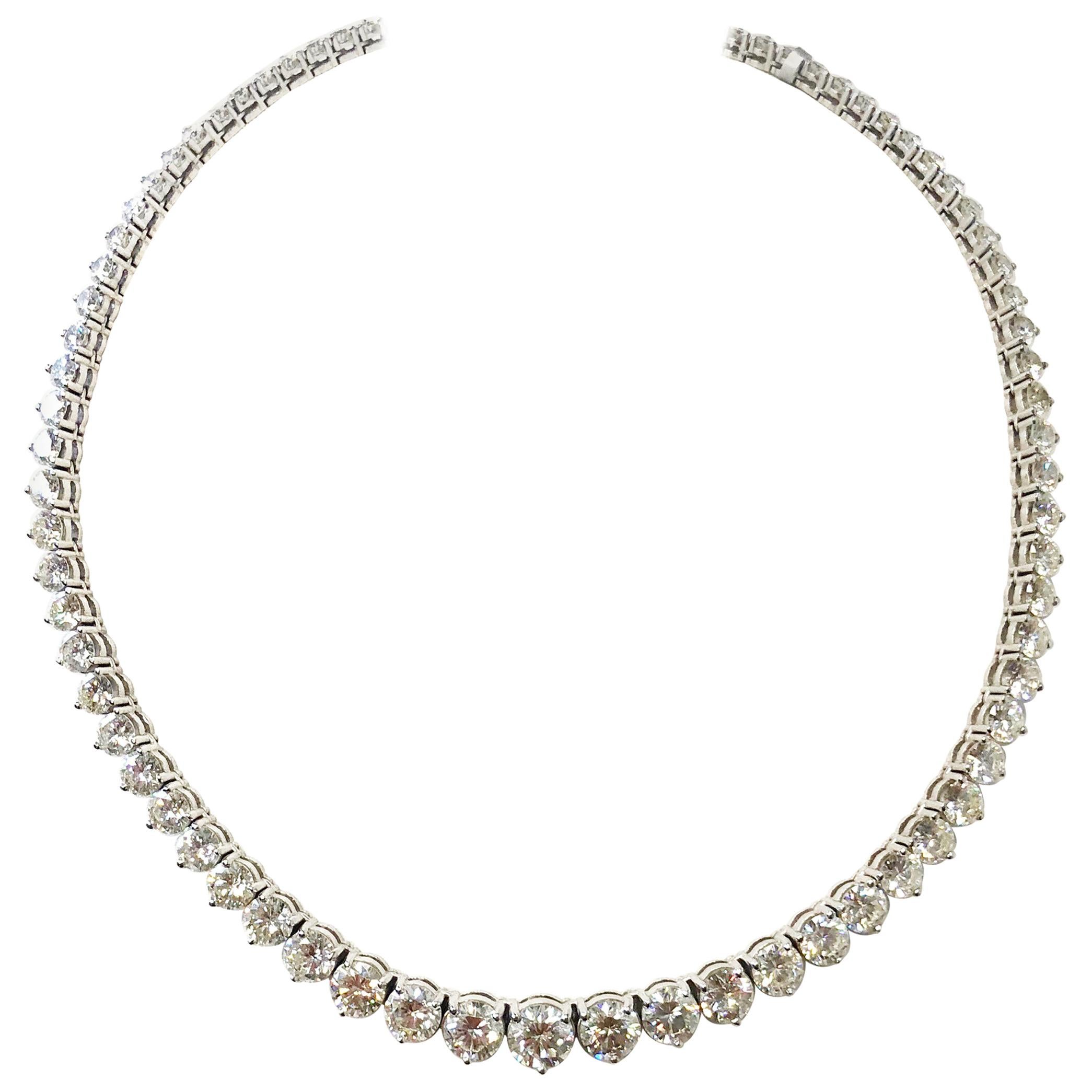 43 Carat Riviera Necklace in 18 Karat White Gold