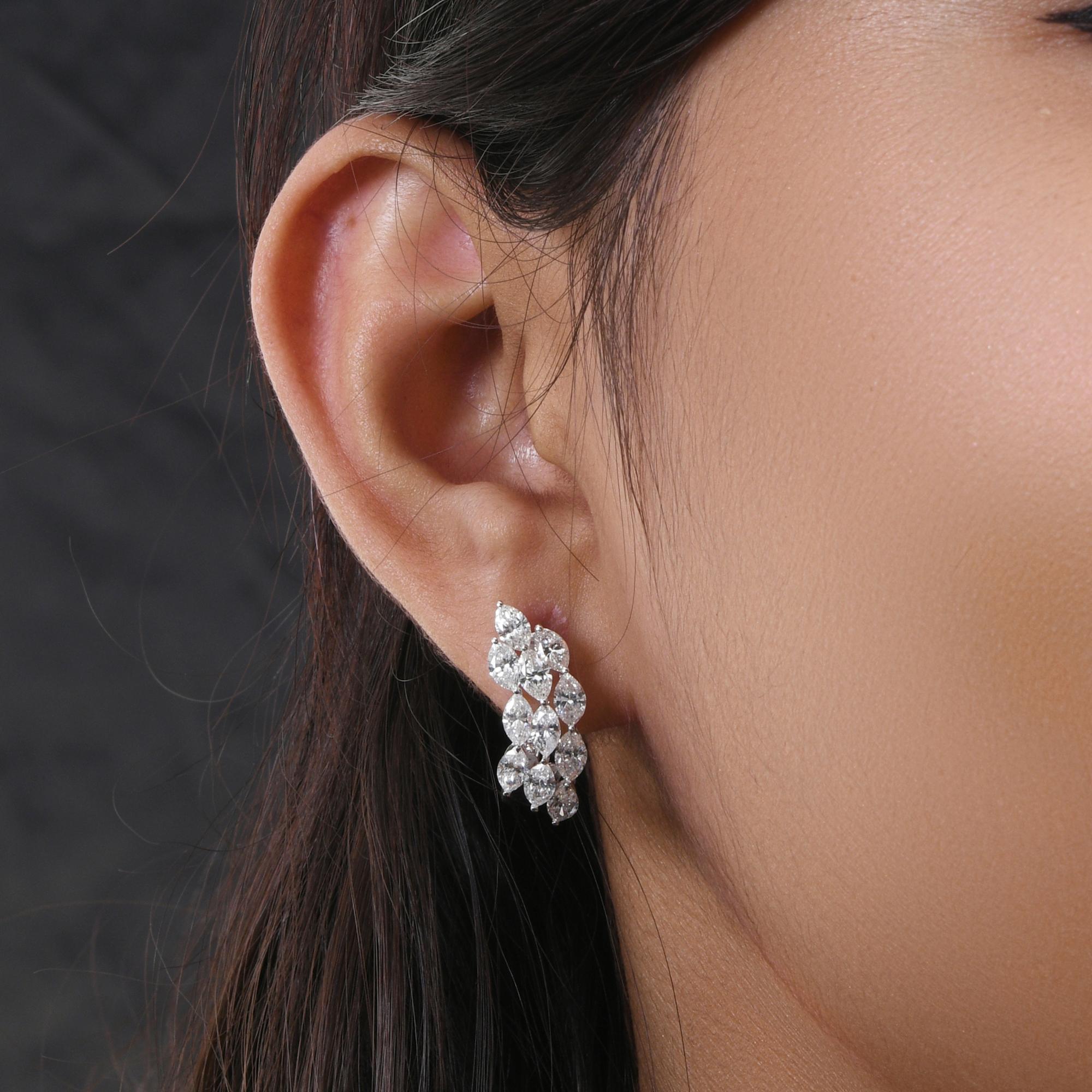 4.3 Carat SI Clarity HI Color Marquise Diamond Hoop Earrings 14 Karat White Gold In New Condition For Sale In Diera, Dubai