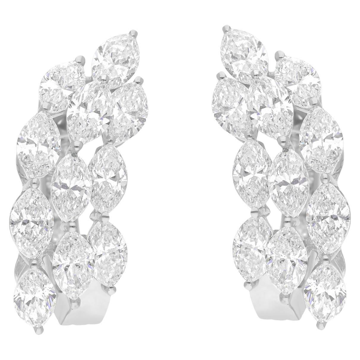 Ohrringe 4.3 Karat SI Reinheit HI Farbe Marquise Diamant Creolen 18 Karat Weißgold