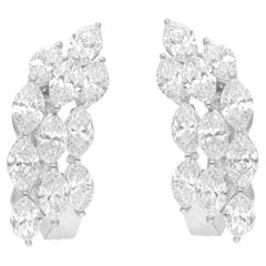 Ohrringe 4.3 Karat SI Reinheit HI Farbe Marquise Diamant Creolen 18 Karat Weißgold