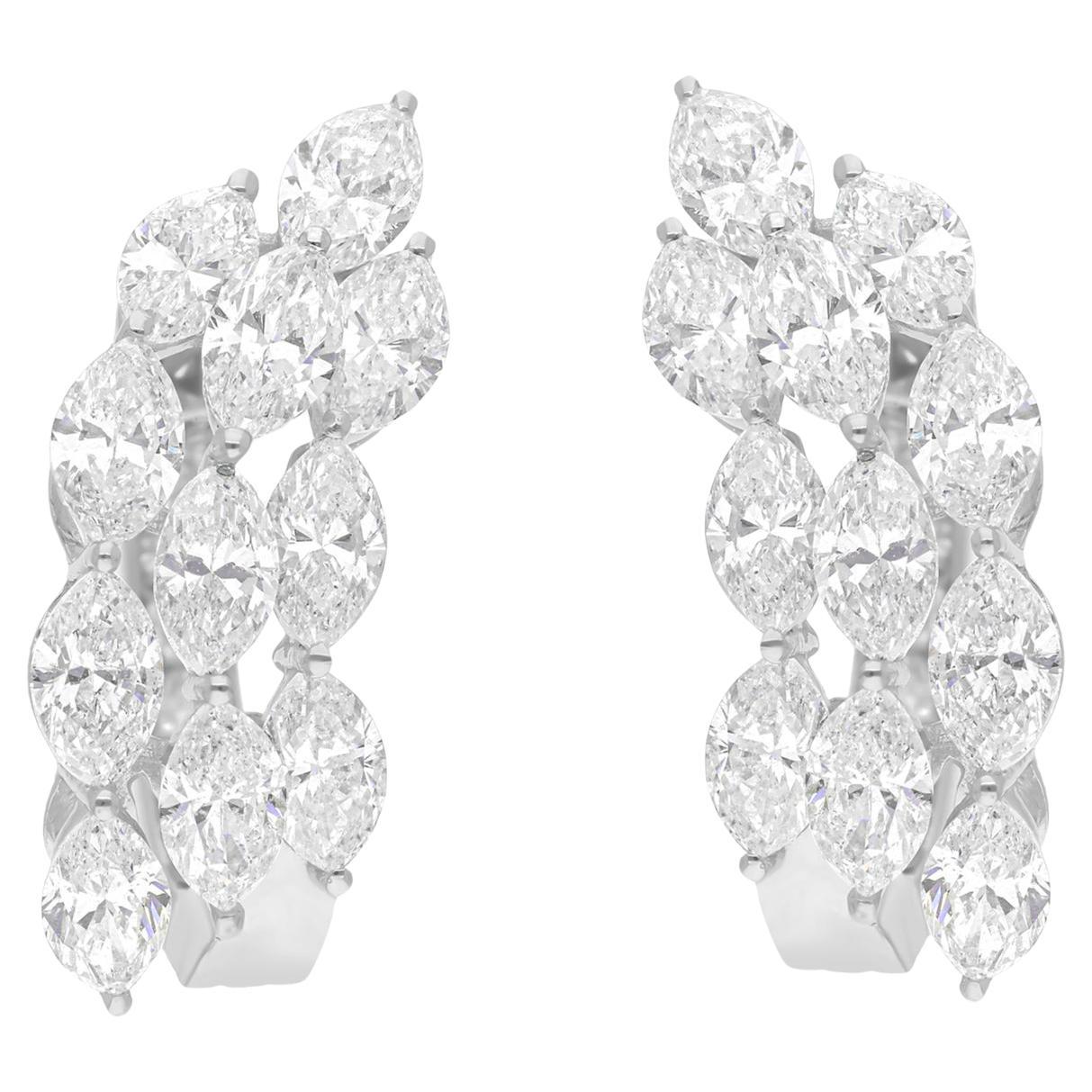 4,3 Carati SI Chiarezza HI Colore Diamante Marquise Orecchini a cerchio Oro Bianco 18 Carati