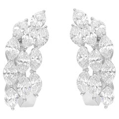 4,3 Carati SI Chiarezza HI Colore Diamante Marquise Orecchini a cerchio Oro Bianco 18 Carati