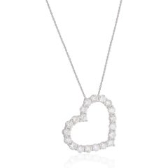 4.3 Carat SI Clarity HI Color Pave Diamond Heart Charm Pendant Necklace 18k Gold