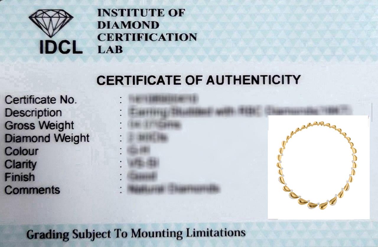 Halskette 14 Karat Gelbgold mit 4.3 Karat SI Reinheit HI Farbe Birnendiamant im Zustand „Neu“ im Angebot in Diera, Dubai
