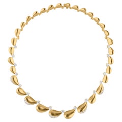 4.3 Carat SI Clarity HI Color Pear Diamond Necklace 18 Karat Yellow Gold Jewelry