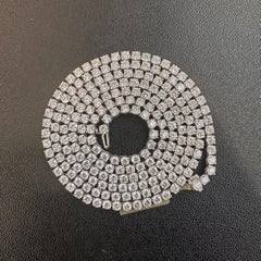 43 Carat Straight Line Diamond Tennis Necklace in 18K White Gold, 36 Inches