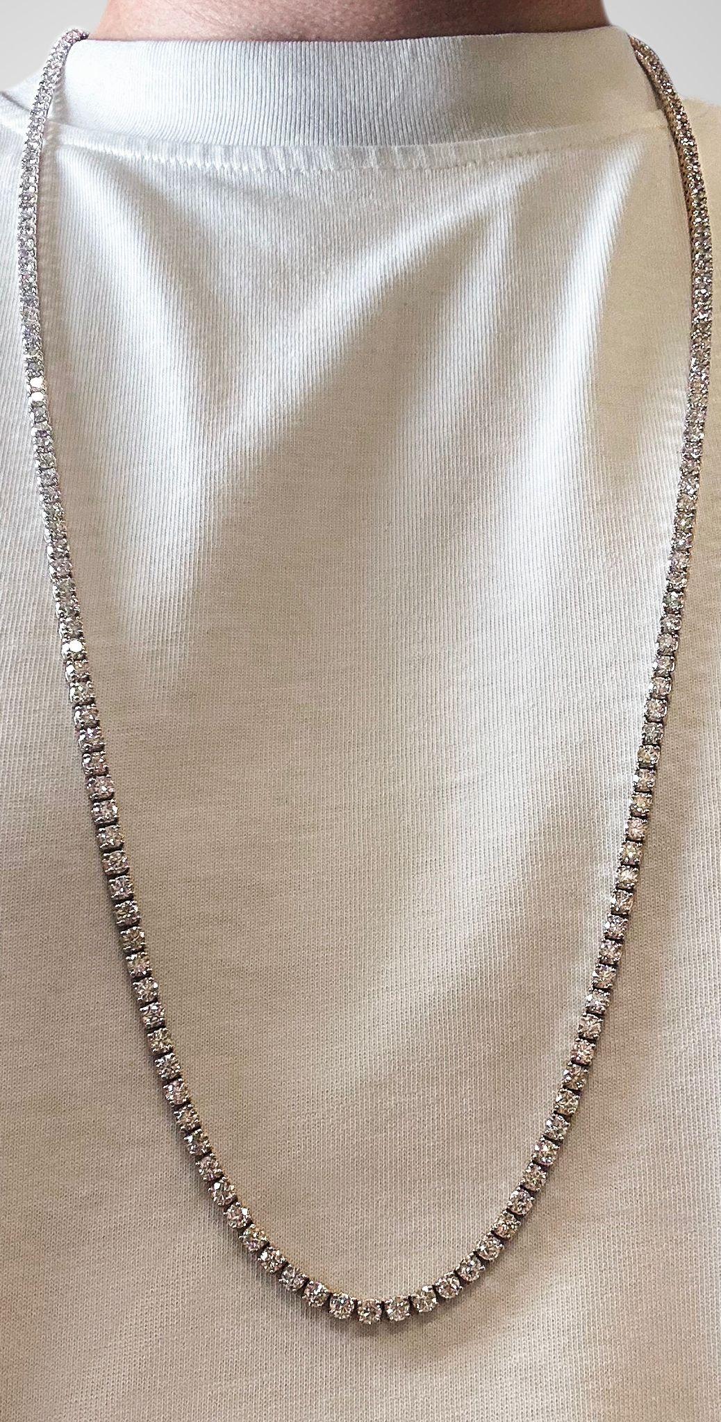 Collar de tenis con diamantes en línea recta de 43 quilates en oro blanco de 18 quilates, 36 pulgadas en venta 2