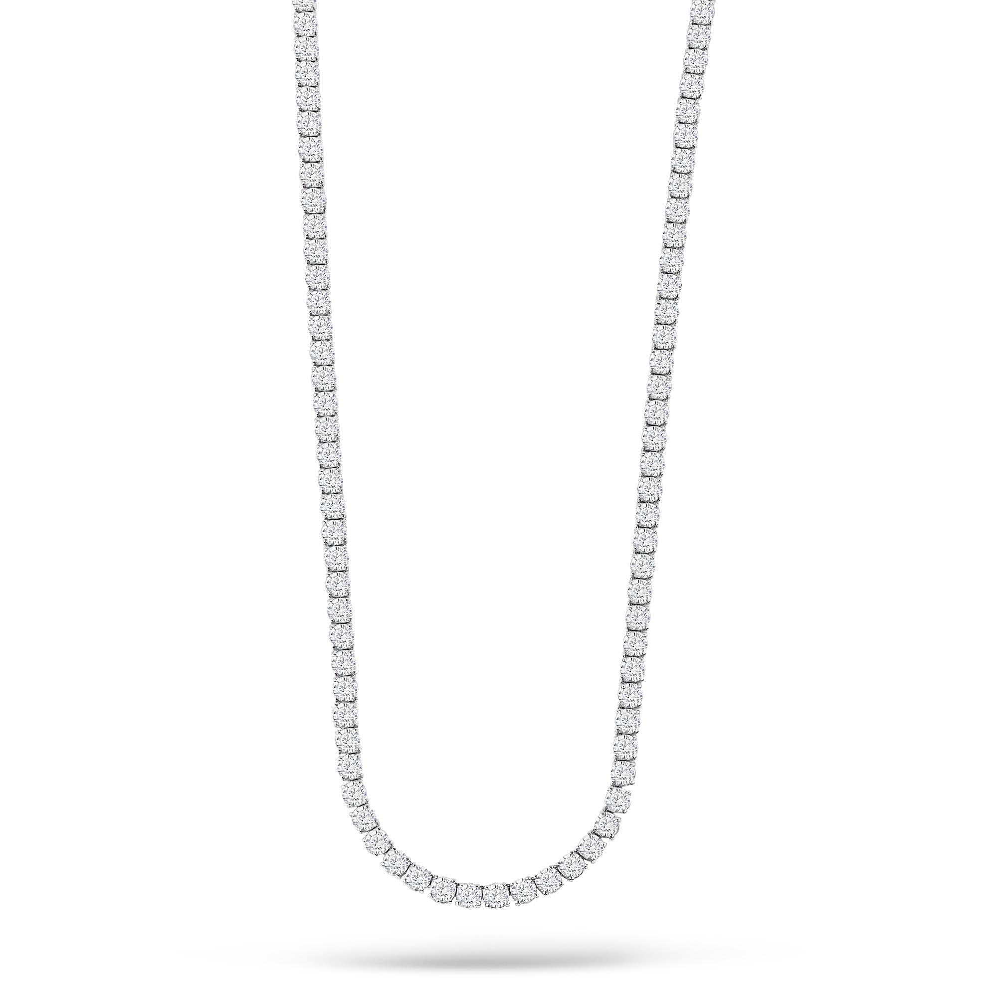 Collar de tenis con diamantes en línea recta de 43 quilates en oro blanco de 18 quilates, 36 pulgadas en venta 3