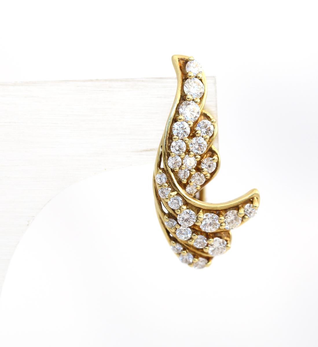 Boucles d'oreilles en diamant de 4,3 carats en or jaune 18 carats, 1970 Pour femmes en vente